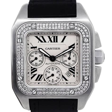 cartier santos first wristwatch|cartier santos 100 diamond bezel.